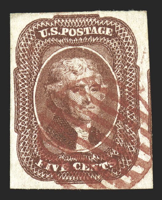 US Stamp Price Scott #12 - 1856 5c Jefferson. Spink Shreves Galleries, Nov 2012, Sale 141, Lot 28