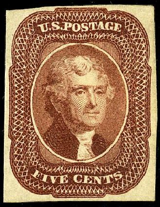 US Stamp Price Scott 12: 1856 5c Jefferson. Matthew Bennett International, May 2008, Sale 327, Lot 19