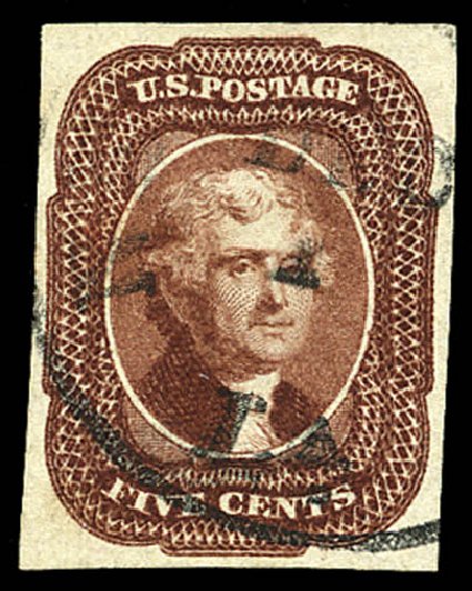 Costs of US Stamps Scott Cat. 12 - 1856 5c Jefferson. Matthew Bennett International, May 2014, Sale 350, Lot 29