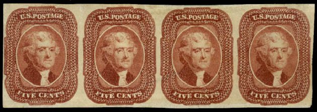 Value of US Stamps Scott Catalog 12 - 1856 5c Jefferson. Daniel Kelleher Auctions, Jan 2015, Sale 663, Lot 1229