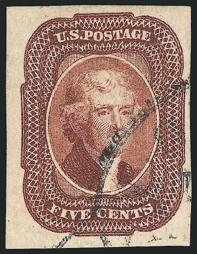 US Stamp Price Scott Catalogue 12: 5c 1856 Jefferson. Robert Siegel Auction Galleries, Mar 2012, Sale 1019, Lot 349