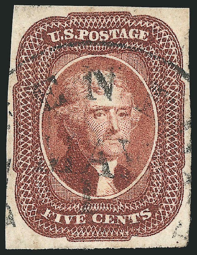 US Stamps Value Scott #12 - 1856 5c Jefferson. Robert Siegel Auction Galleries, Oct 2012, Sale 1033, Lot 4009