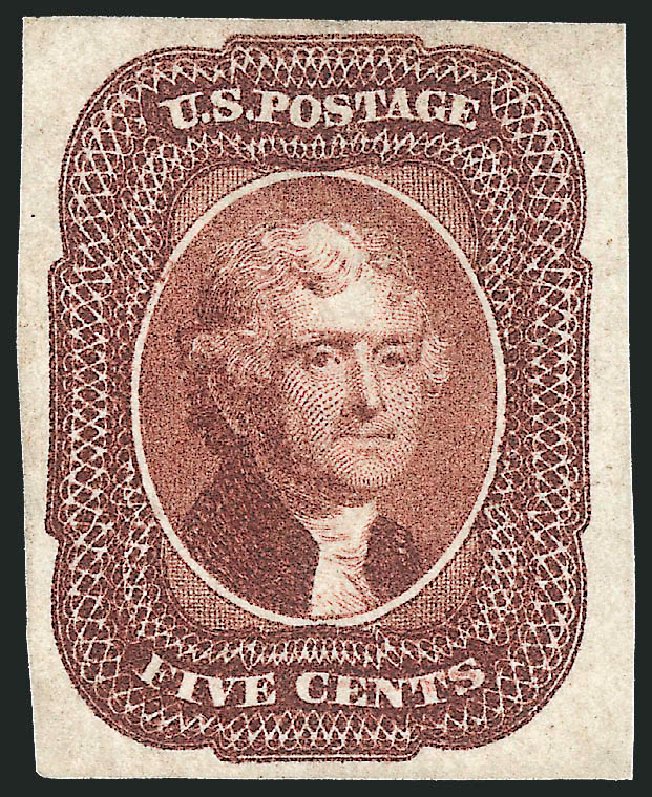 Values of US Stamps Scott # 12: 1856 5c Jefferson. Robert Siegel Auction Galleries, Dec 2012, Sale 1037, Lot 1429