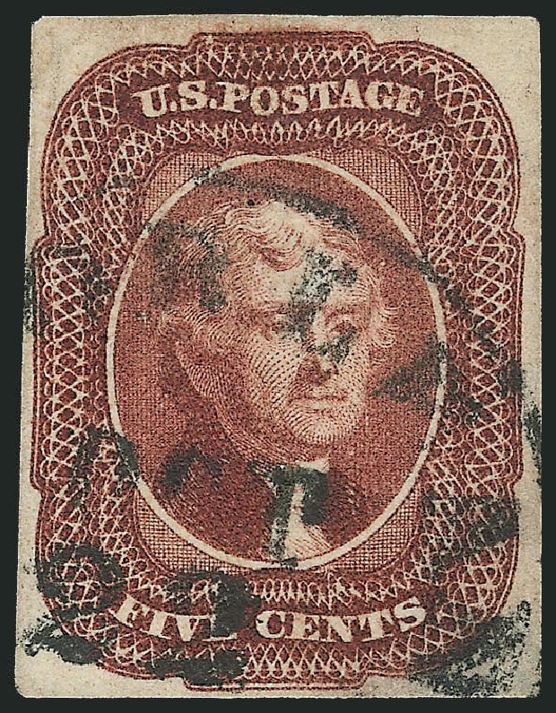 Value of US Stamps Scott Catalogue # 12: 1856 5c Jefferson. Robert Siegel Auction Galleries, Dec 2014, Sale 1090, Lot 1139