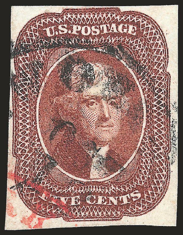 Cost of US Stamps Scott Cat. # 12: 5c 1856 Jefferson. Robert Siegel Auction Galleries, Jun 2010, Sale 992, Lot 2049