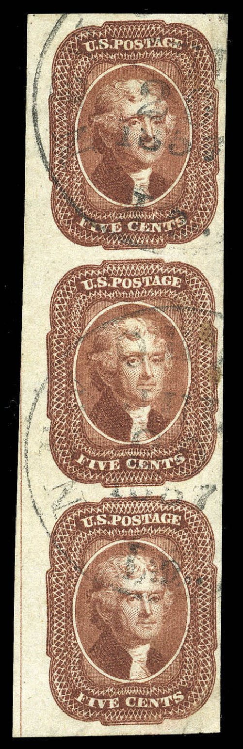 Values of US Stamp Scott Catalogue 12: 5c 1856 Jefferson. Matthew Bennett International, Sep 2012, Sale 345, Lot 30
