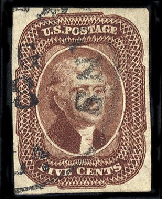 US Stamp Price Scott Catalogue #12 - 5c 1856 Jefferson. Cherrystone Auctions, May 2008, Sale 200805, Lot 40