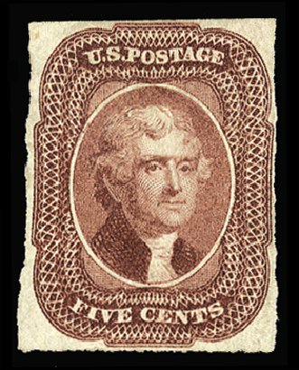 Costs of US Stamp Scott Catalog 12: 1856 5c Jefferson. Cherrystone Auctions, Jun 2011, Sale 201106, Lot 10