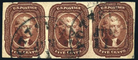 US Stamps Price Scott Catalogue #12: 5c 1856 Jefferson. Harmer-Schau Auction Galleries, Feb 2009, Sale 80, Lot 1090