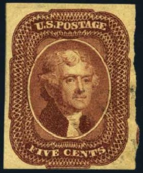 Value of US Stamps Scott Cat. 12 - 1856 5c Jefferson. Harmer-Schau Auction Galleries, May 2012, Sale 93, Lot 250