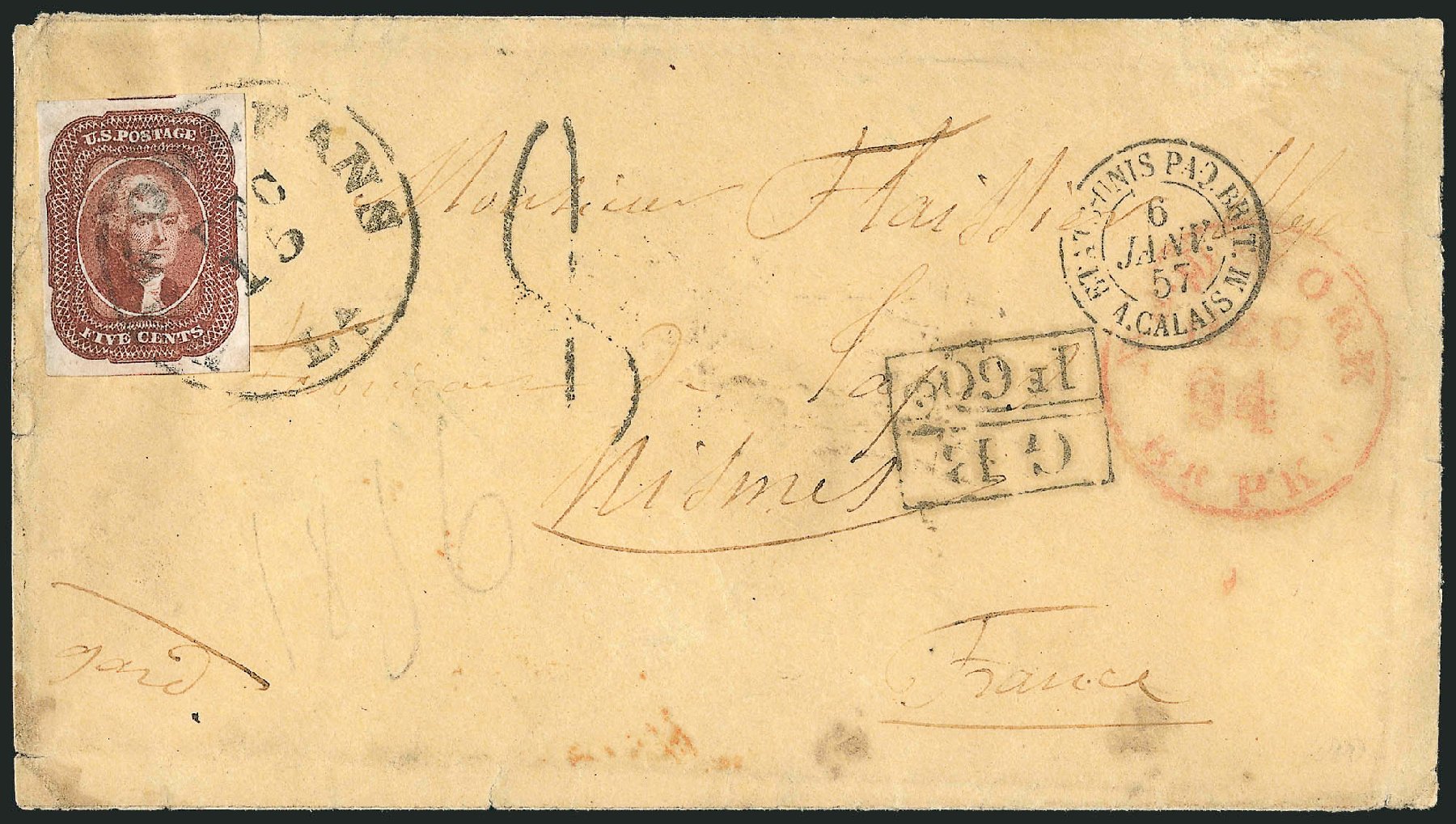 US Stamp Values Scott # 12 - 1856 5c Jefferson. Robert Siegel Auction Galleries, Dec 2010, Sale 1002, Lot 3720