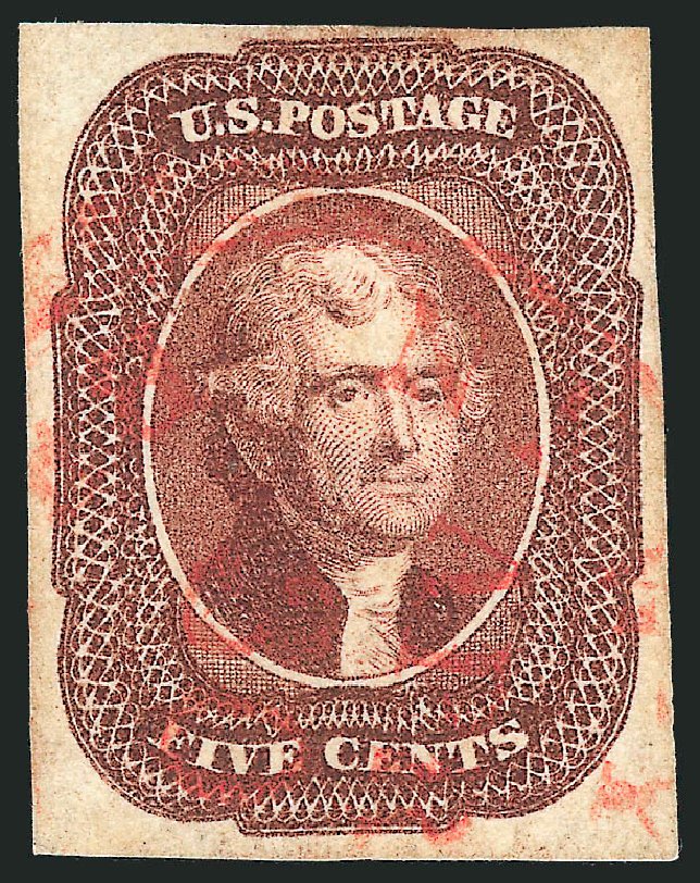 Values of US Stamps Scott Cat. # 12: 5c 1856 Jefferson. Robert Siegel Auction Galleries, Mar 2013, Sale 1040, Lot 1200