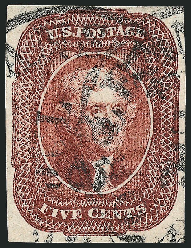 US Stamps Values Scott Cat. #12: 1856 5c Jefferson. Robert Siegel Auction Galleries, Sep 2008, Sale 962, Lot 2240