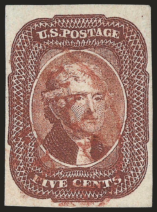 US Stamps Price Scott Cat. #12 - 1856 5c Jefferson. Robert Siegel Auction Galleries, Jun 2010, Sale 992, Lot 2050