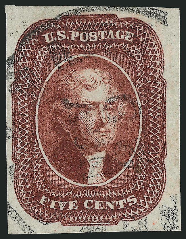US Stamps Value Scott Catalog # 12: 1856 5c Jefferson. Robert Siegel Auction Galleries, Sep 2010, Sale 993, Lot 230