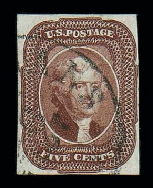 US Stamp Price Scott Catalogue # 12: 1856 5c Jefferson. Matthew Bennett International, Dec 2007, Sale 325, Lot 1431