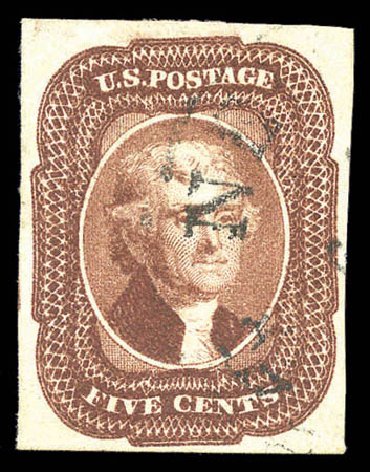 US Stamp Price Scott Cat. #12: 1856 5c Jefferson. Matthew Bennett International, Sep 2010, Sale 331, Lot 341