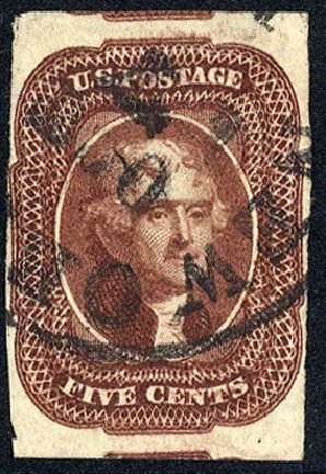 Value of US Stamps Scott Cat. #12 - 5c 1856 Jefferson. Cherrystone Auctions, Jan 2008, Sale 200801, Lot 1031