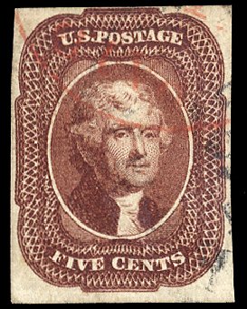 Prices of US Stamp Scott Cat. #12 - 1856 5c Jefferson. Cherrystone Auctions, Jun 2011, Sale 201106, Lot 11