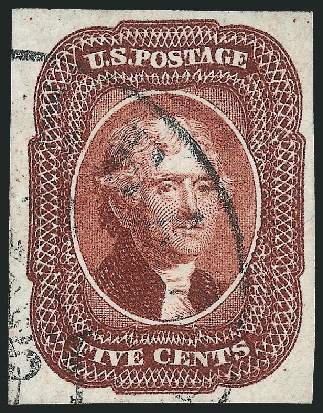 Prices of US Stamps Scott Catalog 12 - 1856 5c Jefferson. Robert Siegel Auction Galleries, Mar 2012, Sale 1019, Lot 351
