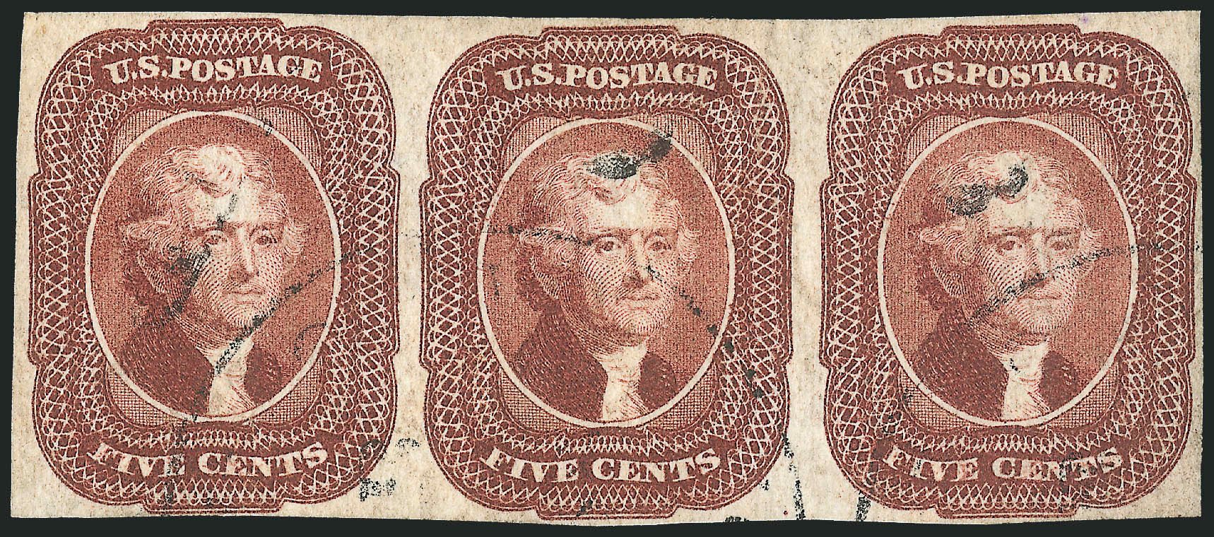 Costs of US Stamps Scott Catalog #12 - 1856 5c Jefferson. Robert Siegel Auction Galleries, Dec 2012, Sale 1037, Lot 1431