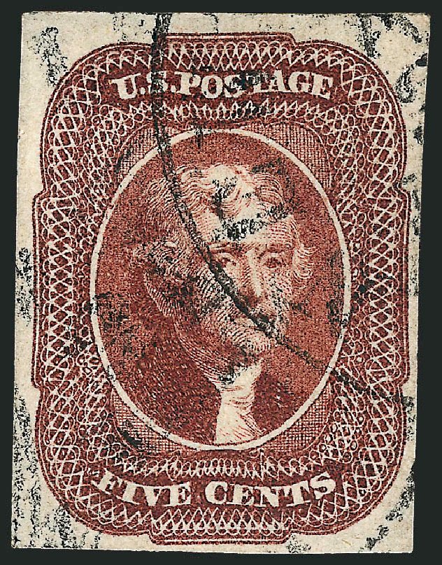 US Stamps Value Scott Catalog #12: 5c 1856 Jefferson. Robert Siegel Auction Galleries, Sep 2008, Sale 962, Lot 2241