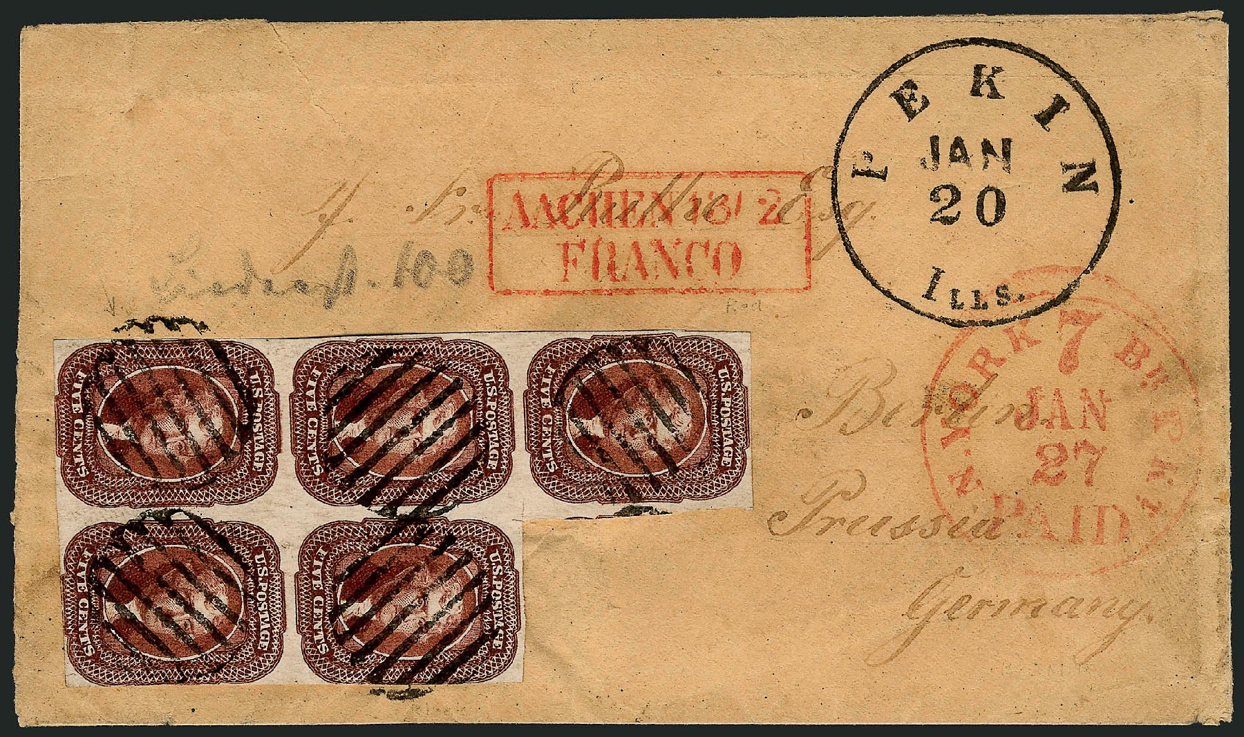 Prices of US Stamps Scott Cat. #12: 1856 5c Jefferson. Robert Siegel Auction Galleries, Oct 2008, Sale 963, Lot 211
