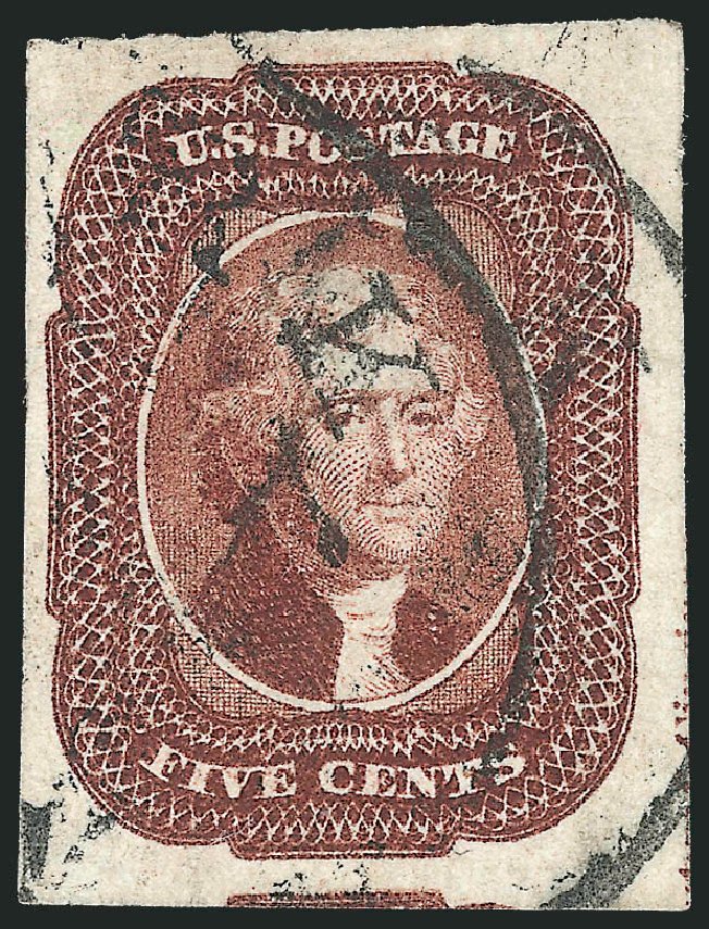US Stamp Prices Scott Catalog 12: 5c 1856 Jefferson. Robert Siegel Auction Galleries, Sep 2010, Sale 993, Lot 231
