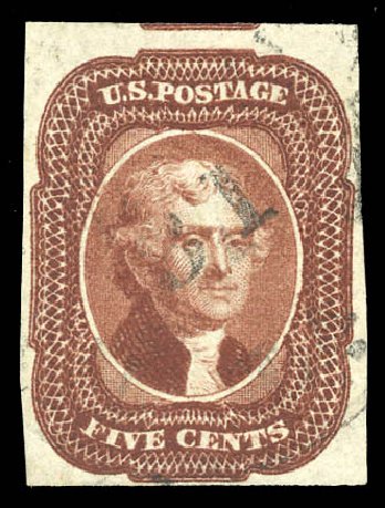 US Stamp Price Scott Catalogue # 12 - 1856 5c Jefferson. Matthew Bennett International, Sep 2011, Sale 338, Lot 1684