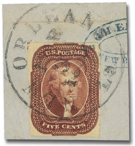 Cost of US Stamp Scott # 12 - 1856 5c Jefferson. Daniel Kelleher Auctions, Oct 2012, Sale 632, Lot 944