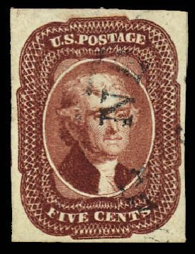 Price of US Stamp Scott Cat. 12 - 5c 1856 Jefferson. Daniel Kelleher Auctions, Dec 2012, Sale 633, Lot 364