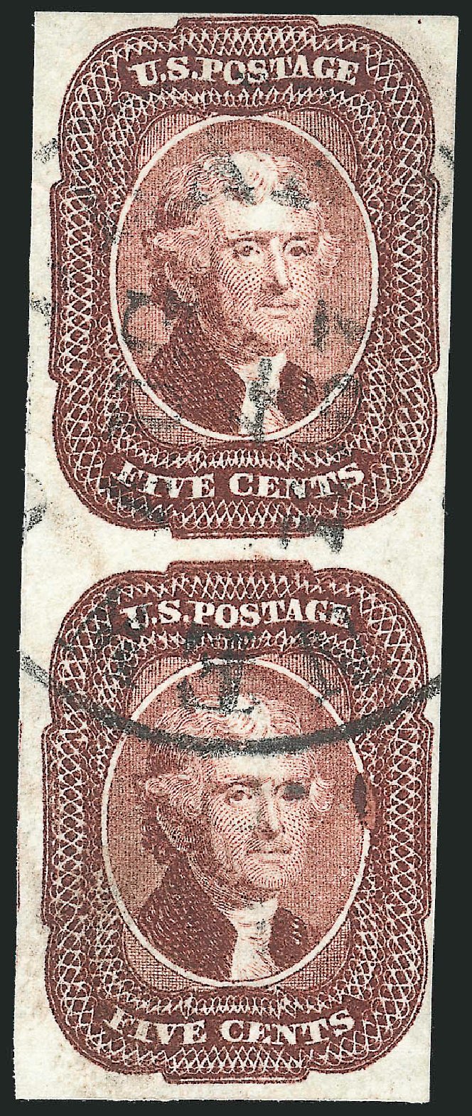 Values of US Stamp Scott Catalog # 12: 5c 1856 Jefferson. Robert Siegel Auction Galleries, Jul 2013, Sale 1050, Lot 114