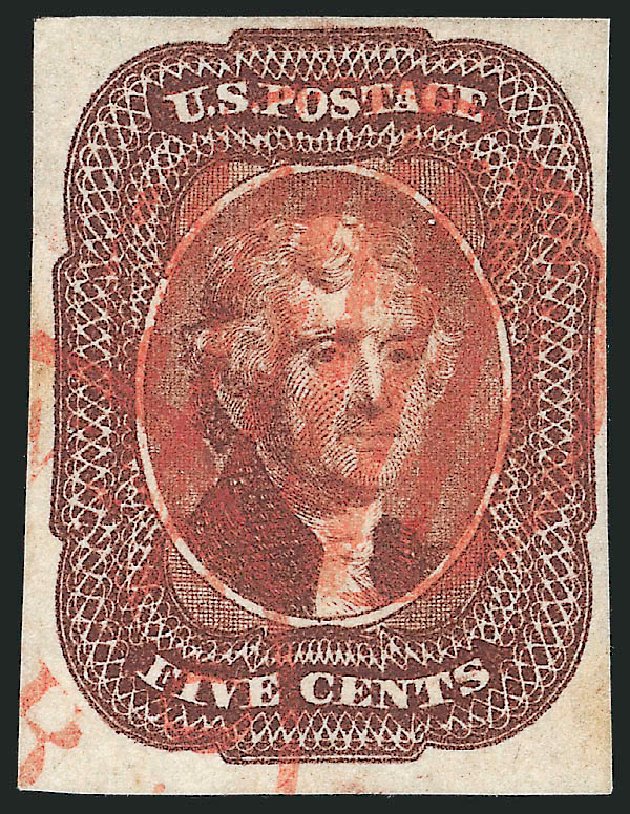 US Stamp Value Scott Catalog 12: 1856 5c Jefferson. Robert Siegel Auction Galleries, Dec 2013, Sale 1062, Lot 114