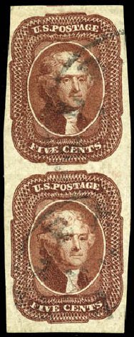 Cost of US Stamp Scott #12 - 1856 5c Jefferson. Matthew Bennett International, Feb 2012, Sale 340, Lot 85