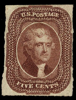 Value of US Stamps Scott Catalog # 12: 1856 5c Jefferson. Cherrystone Auctions, Jun 2009, Sale 200906, Lot 15