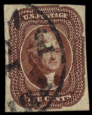 Values of US Stamps Scott Catalogue #12 - 5c 1856 Jefferson. Cherrystone Auctions, Nov 2009, Sale 200911, Lot 3015