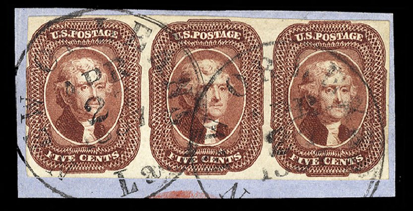 Values of US Stamps Scott Catalogue #12: 1856 5c Jefferson. Cherrystone Auctions, Nov 2014, Sale 201411, Lot 5