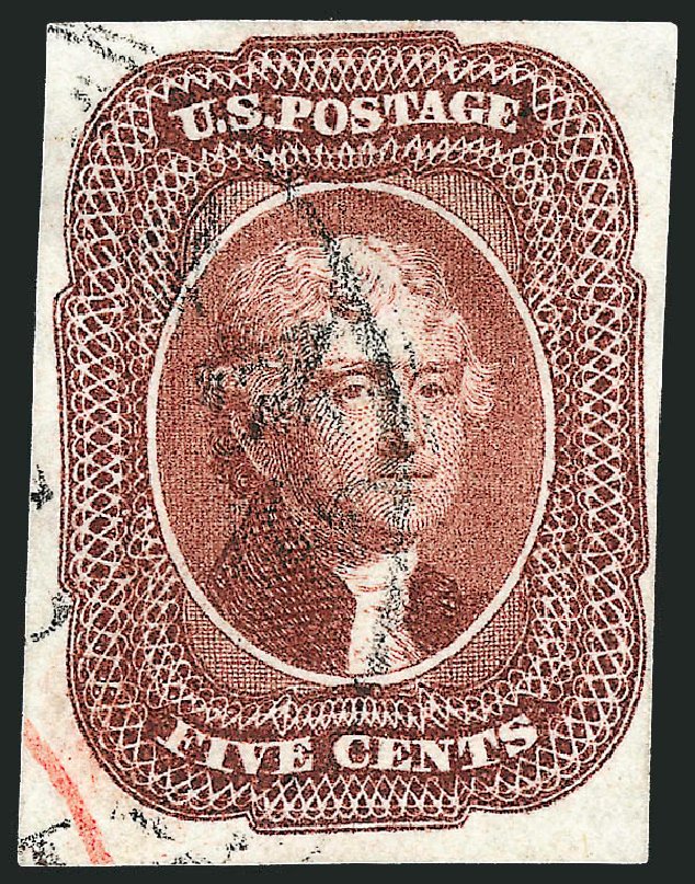 US Stamps Price Scott Cat. # 12 - 1856 5c Jefferson. Robert Siegel Auction Galleries, Sep 2008, Sale 962, Lot 2245