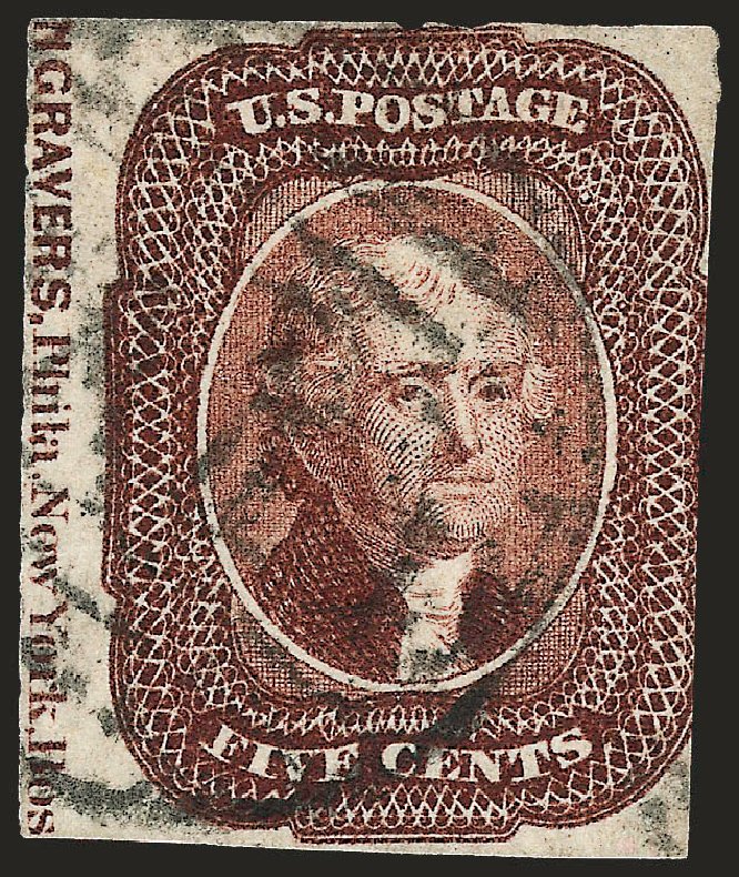 US Stamp Prices Scott Cat. 12: 1856 5c Jefferson. Robert Siegel Auction Galleries, Oct 2008, Sale 963, Lot 195