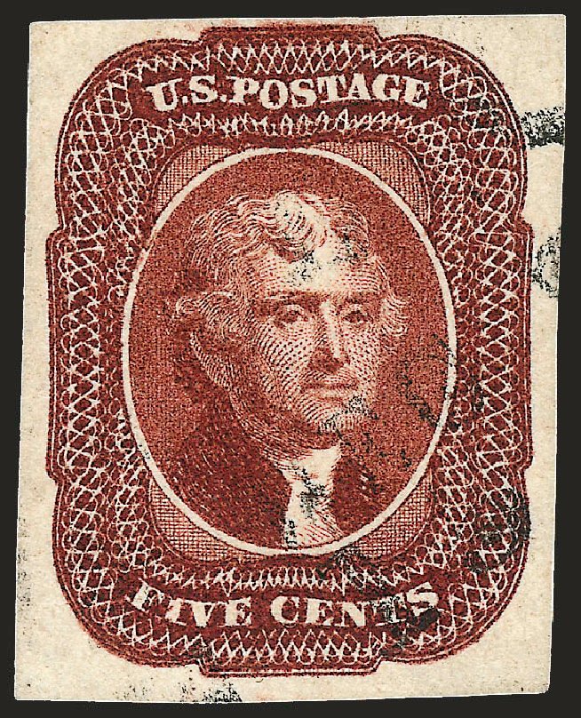 Value of US Stamp Scott 12: 5c 1856 Jefferson. Robert Siegel Auction Galleries, Oct 2008, Sale 963, Lot 205