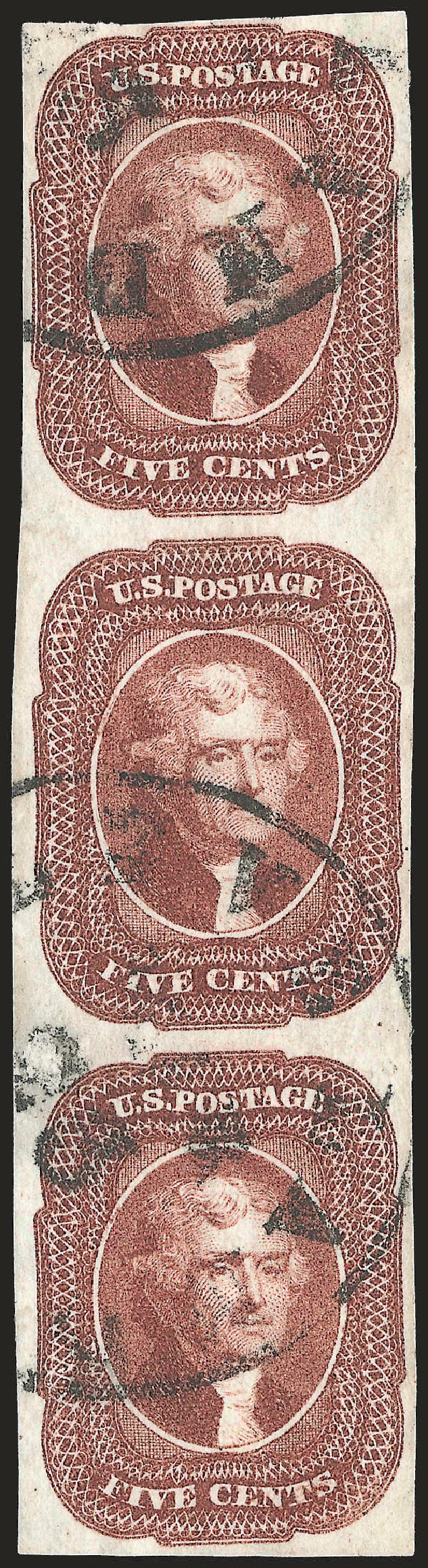 Price of US Stamp Scott Cat. 12 - 1856 5c Jefferson. Robert Siegel Auction Galleries, Jun 2009, Sale 975, Lot 1145