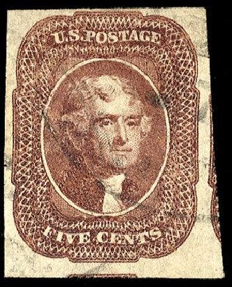 US Stamps Price Scott Cat. #12: 1856 5c Jefferson. Cherrystone Auctions, Jan 2008, Sale 200801, Lot 1032