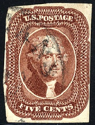 Values of US Stamp Scott Catalogue 12 - 1856 5c Jefferson. Cherrystone Auctions, Apr 2012, Sale 201204, Lot 22