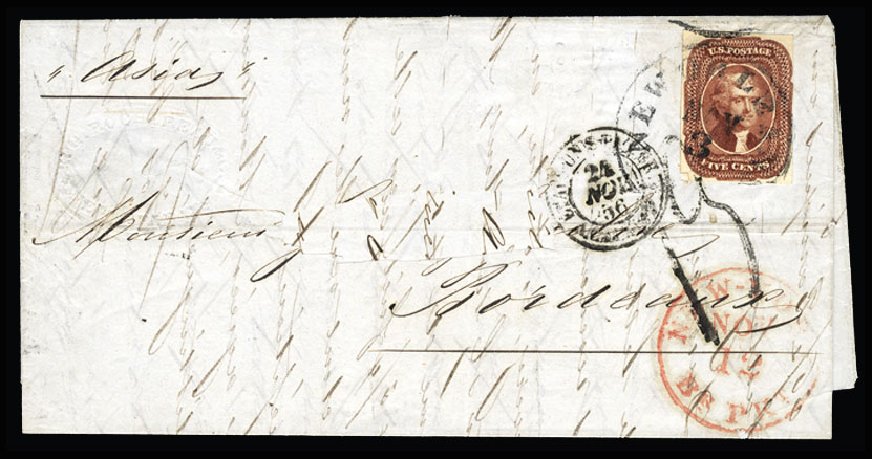 Prices of US Stamps Scott #12: 5c 1856 Jefferson. Cherrystone Auctions, Jul 2015, Sale 201507, Lot 12