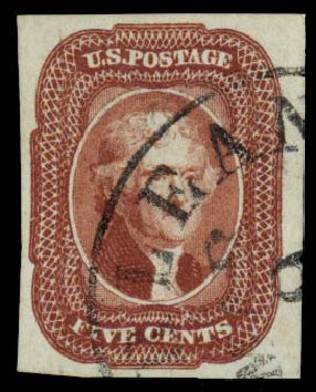 Values of US Stamp Scott Catalog # 12 - 1856 5c Jefferson. Daniel Kelleher Auctions, Sep 2013, Sale 639, Lot 3122