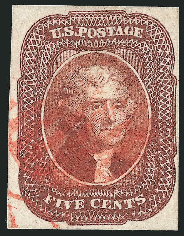 Prices of US Stamps Scott Cat. 12: 5c 1856 Jefferson. Robert Siegel Auction Galleries, Mar 2012, Sale 1019, Lot 352