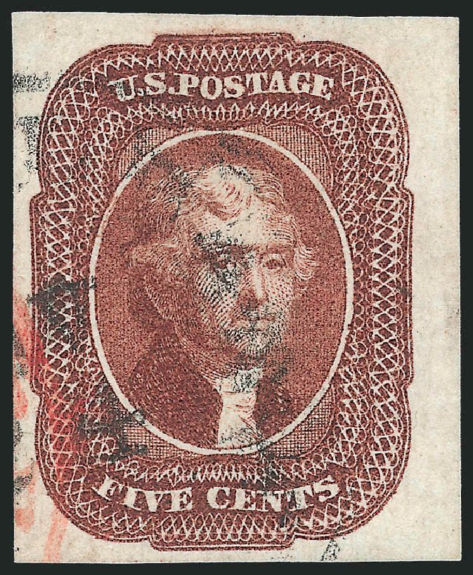 US Stamp Prices Scott #12: 1856 5c Jefferson. Robert Siegel Auction Galleries, Dec 2013, Sale 1062, Lot 112