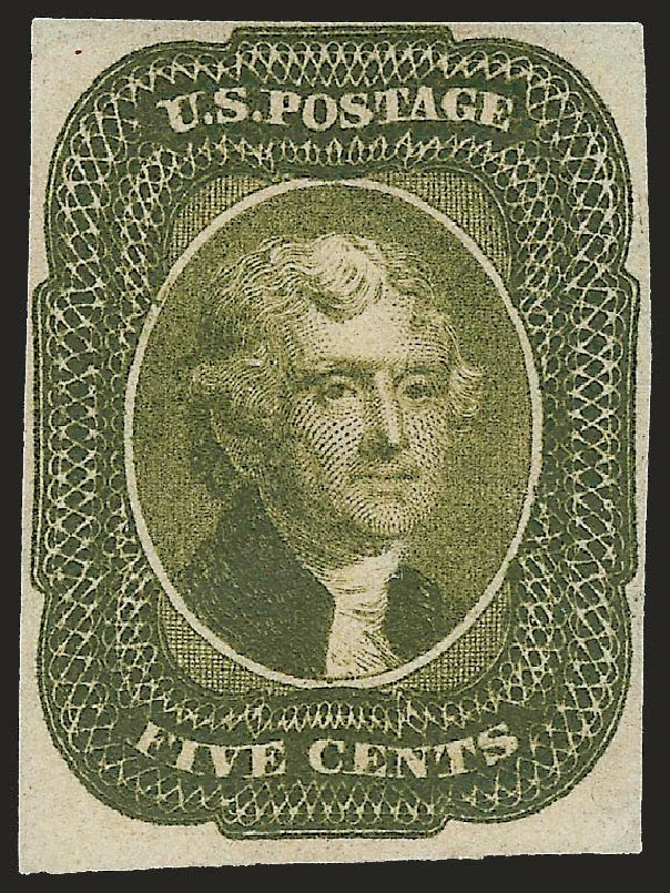US Stamps Prices Scott Catalog 12 - 5c 1856 Jefferson. Robert Siegel Auction Galleries, Jun 2009, Sale 975, Lot 1002