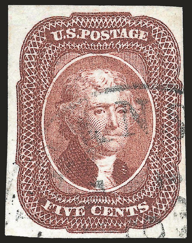US Stamps Price Scott 12 - 1856 5c Jefferson. Robert Siegel Auction Galleries, Jun 2009, Sale 975, Lot 1142