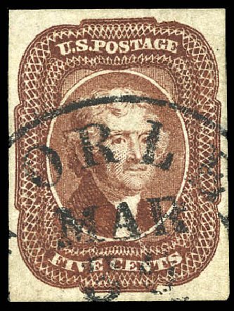 Cost of US Stamps Scott Cat. # 12: 5c 1856 Jefferson. Matthew Bennett International, Sep 2011, Sale 338, Lot 1683